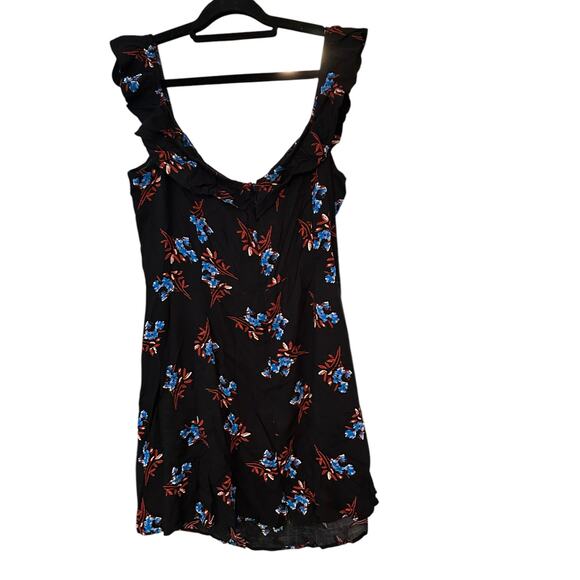 NWT City Chic Plus Size 22 Black & Blue Floral Off the Shoulder Mini Dress - Picture 7 of 11